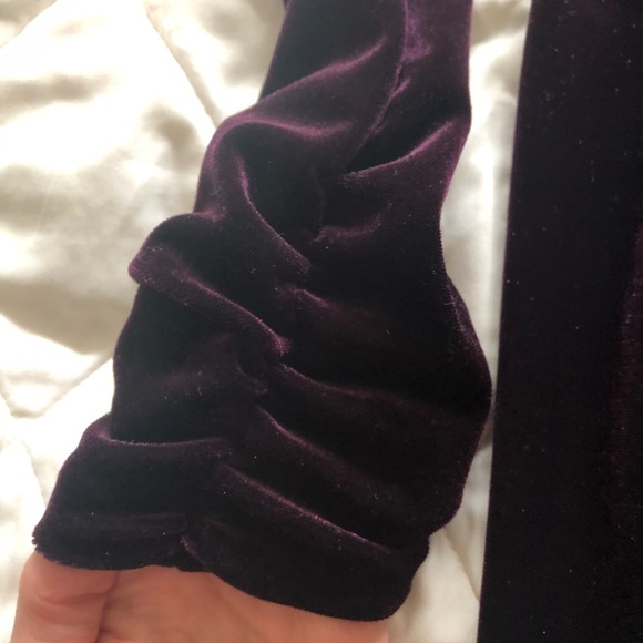 Calvin Klein Velvet Puff Sleeve Ruched Dress - Picture 13 of 16